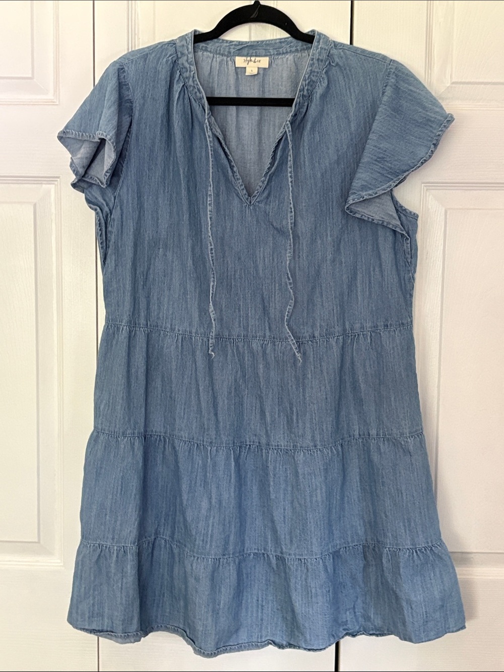 Style & Co. Light Blue Chambray Mini Dress - Large